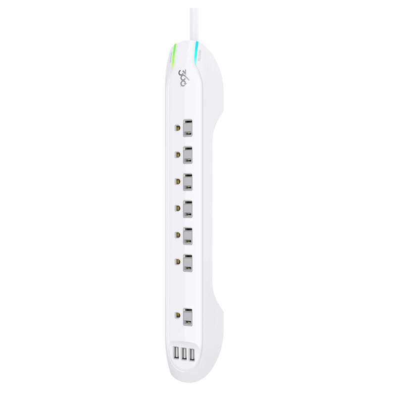 360 Electrical Idealist 3.4 7-Outlet Surge Strip with 2 x 3.4A USB ports and 1.8-meter (6-ft) Cord - White