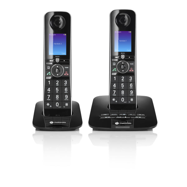 Motorola D87 Series Bluetooth Cordless Telephone - Twin Pack - Black