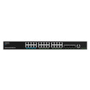 Grandstream Rackmountable Enterprise Layer 3 28-port Managed PoE Network Switch with 24 x PoE Gigabit Ethernet Ports and 4 x SFP+ Ports - Grey