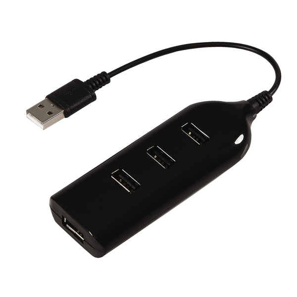 Jensen USB A to 4 Port USB A Hub - Black