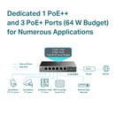 TP-Link 6-Port Gigabit Desktop Switch with 3-Port PoE+ and 1-Port PoE++ - Grey