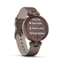 Garmin Lily Classic Leather Heart Rate Smartwatch and Fitness Tracker with Assistance Alerts - Bronze