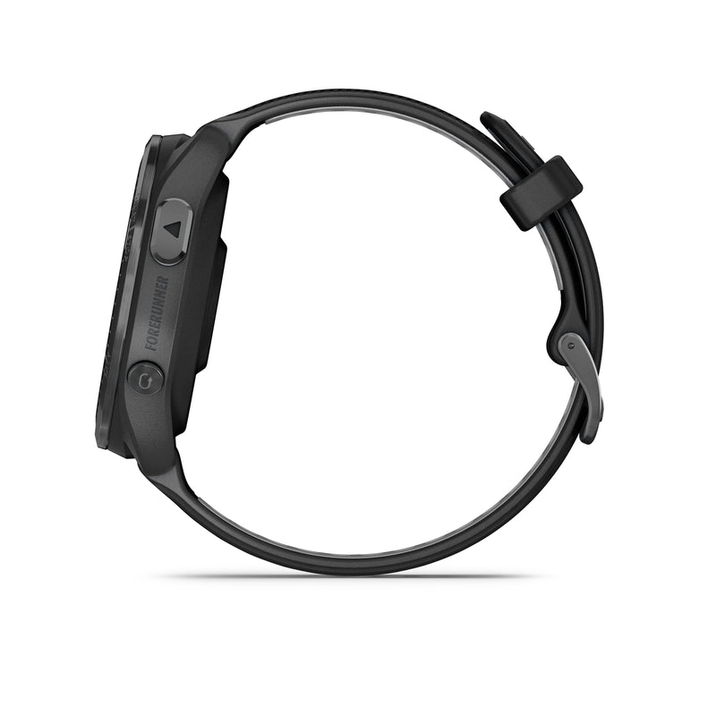 Garmin Forerunner® 965 GPS Smartwatch - Carbon Grey DLC Titanium Bezel with Black Case and Black/Powder Grey Silicone Band