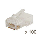 Vertical Cable CAT6A Feed Through Plug Unshielded RJ45 Modular Connector - 100-pack