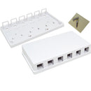 Vertical Cable 6-port Universal Surface Mount Biscuit Block without Jack - White