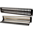 Vertical Cable Rack Mountable 2U 48-port Shielded Blank Patch Panel with Ground and Cable Manager - 48.26-cm (19-in) - Black
