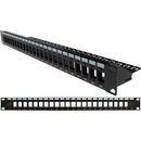 Vertical Cable 1U 24 Port Keystone Patch Panel with Cable Manager - Black