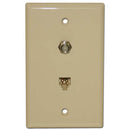 HomeWorx F-81 Coax + Phone Jack Wall Plate - Almond