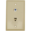 HomeWorx F-81 Coax + Phone Jack Wall Plate - Ivory