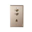HomeWorx Dual F-81 Coax + 1 x Phone Jack Wall Plate - Ivory