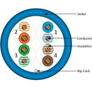 Vertical Cable Cat5e 24-gauge 8-conductor UTP Solid Bare Copper 350-MHz Riser Rated PVC Jacket - 304.8-meter (1000-ft) Pull Box - Blue