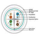 Vertical Cable Shielded Riser Rated Cat6 550-MHz 8-Conductor 4-Pair 23-gauge UTP Solid Bare Copper FT4 - 304.8-meter (1000-ft) Spool - White