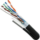 Vertical Cable Shielded Outdoor UV Rated Cat6 550-MHz 8-Conductor 4-Pair 23-gauge CMX Solid Bare Copper with Messenger - 304.8-meter (1000-ft) Spool - Black
