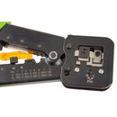 Vertical Cable Crimp Tool for RJ45 Cat6/Cat6a Non-Feed-Through and Cat6/Cat6a Feed-Through Connectors 8×8 - Green