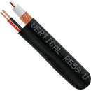 Vertical Cable RG59 Siamese 20-gauge Bare Copper Coaxial Cable 85% Copper Clad Aluminum Braid, 18-gauge 2-Conductor Bare Copper Power Cable - 304.8-meter (1000-ft) Spool - Black