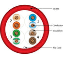 Vertical Cable Cat5e 24-gauge UTP 8-conductor Solid Bare Copper 350MHz Riser Rated PVC Jacket - 304.8-meter (1000-ft) Pull Box - Red