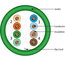Vertical Cable Cat6 Plenum 23-gauge 8-conductor UTP Solid Bare Copper CMP Rated 550-MHz Data Cable - 304.8-meter (1000-ft) Pull Box - Green