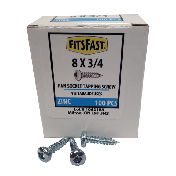 FitsFast #8 x 19-mm (3/4-in) Pan Socket Tapping Screws - 100-pack