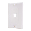 Vertical Cable 1-port Keystone Insert Decora Wall Plate - White