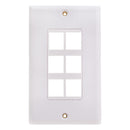 Vertical Cable 6-port Keystone Insert Decora Wall Plate - White