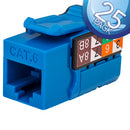 Vertical Cable RJ45 / CAT6 8x8 Data Grade Keystone U-Jack Insert - 25-pack - Blue