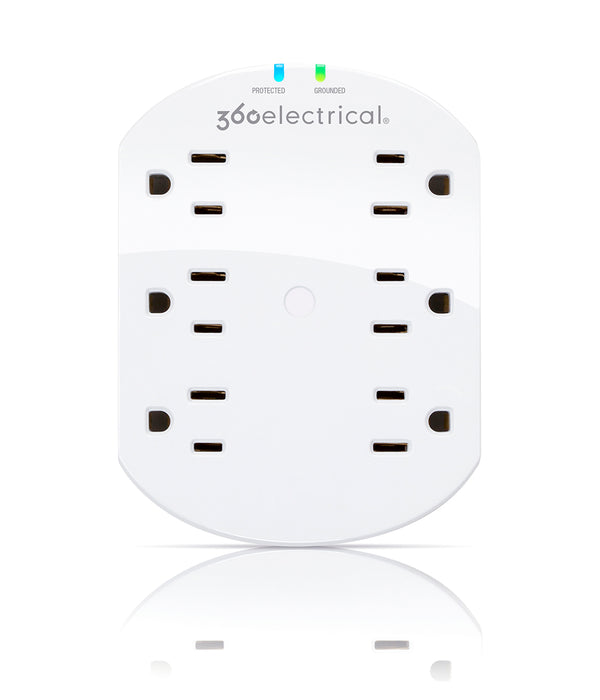 360 Electrical Loft 6-Outlet Surge Protector Wall Tap - White