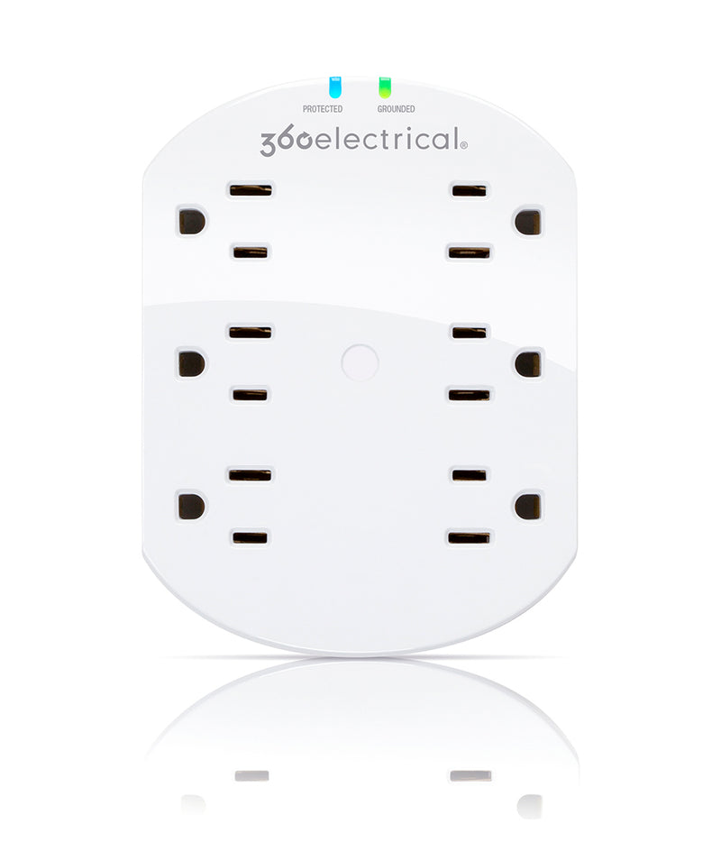 360 Electrical Loft 6-Outlet Surge Protector Wall Tap - White