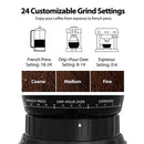 Aromaster Electric Burr Coffee Grinder with 24 Grind Settings - Stainless Steel