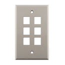 Construct Pro Single Gang 6 -port Keystone Insert Wall Plate - Light Almond