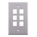 Construct Pro Single Gang 6 -port Keystone Insert Wall Plate - White