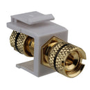 Construct Pro Gold-Plated Speaker Binding Post Keystone Insert with Black Band - White