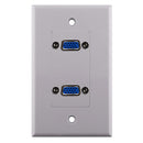 Construct Pro Single Gang Dual VGA Wall Plate - White
