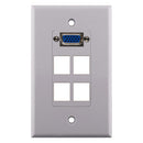 Construct Pro VGA and 4-port Keystone Insert Wall Plate - White