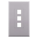 Construct Pro 3-Port Keystone Insert Decora Style Single Gang Wall Plate with Screwless Face - White