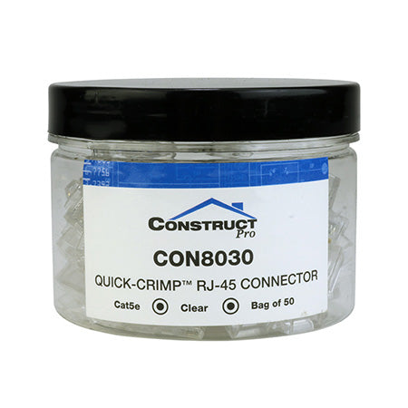 Construct Pro Quick Crimp RJ-45 Cat5/5E Connectors - 50pc Jar