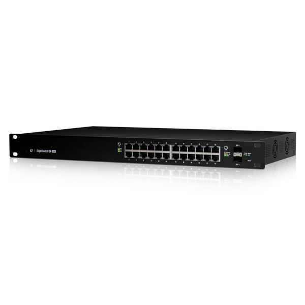 Ubiquiti EdgeMAX EdgeSwitch Managed PoE 24-port Gigabit Ethernet with 2-port SFP - 250-watt - Rackmountable - Black