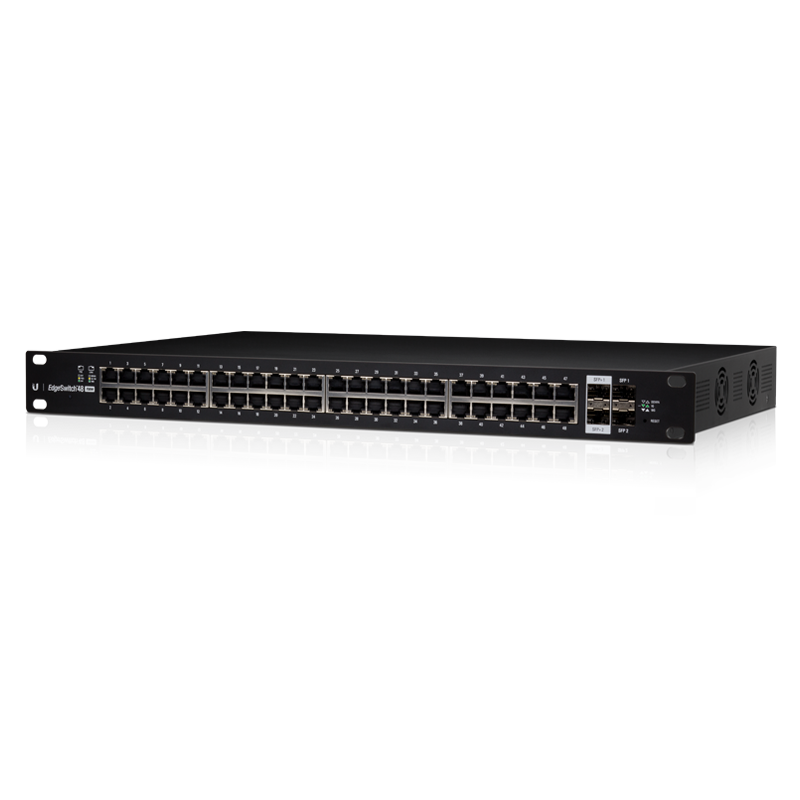 Ubiquiti EdgeMAX EdgeSwitch Managed PoE+ 48-port Gigabit Ethernet with 2-port SFP+ and 2-port SFP - 750-watt - Rackmountable