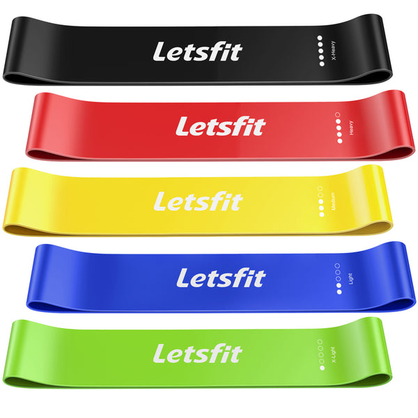 Letsfit JSD01 Resistance Loop Exercise Bands with Carry Bag- Black