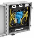 viaPhoton Outdoor Hybrid Enclosure 24-fiber SM LC 12-conductor, w/ 6 Duplex SPD and Alarm, Gland Pattern 4 - 39.1-cm (15.4-in) x 34.3-cm (13.5-in) x 19.3-cm (7.6-in) - Grey