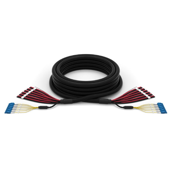 viaPhoton Outdoor Hybrid Fiber Trunk, 12 Fibers, Single Mode, 12 x 10AWG, LCULCU, End 1 81.3-cm (32-in) Breakout, End 2 61-cm (24-in) Breakout, 60.96-meters (200-ft) - Black