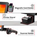 CTA Digital Dual VESA Compatible Plate POS Station with Printer Stand, Magnetic Scanner Holder, and Card Reader Holder - Black