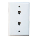 PerfectVision Single Gang 2 x Phone Jack Flush Mount Wall Plate - White