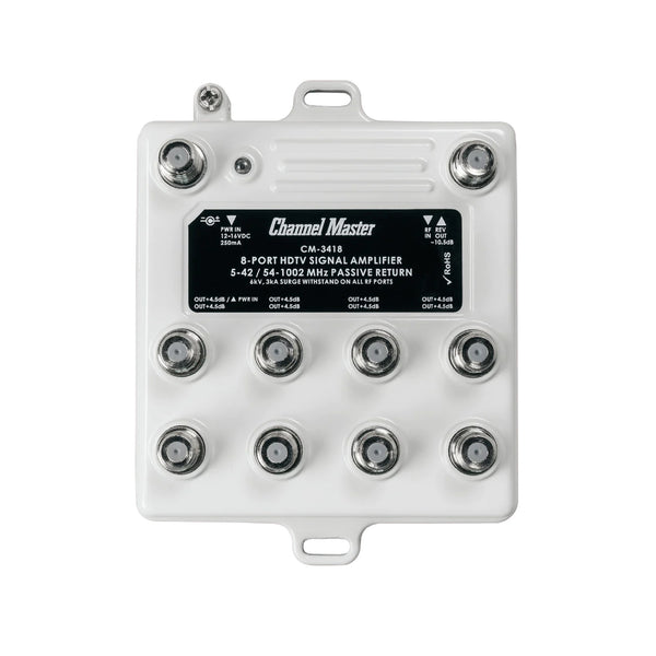 Channel Master Ultra Mini 8-Way 4-dB 50-1000-MHz Distribution Amplifier - White