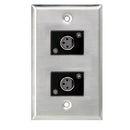 Atlas Single Gang 2 x 3-pin Female XLR Port - Stainless Steel