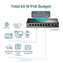 TP-Link 9-port 10/100Mbps Desktop Switch with 8-port PoE+ - Grey