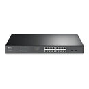 TP-Link JetStream 16-port Gigabit Easy Smart PoE+ Switch with 2 SFP Slots - Rack Mountable - Grey