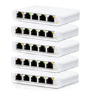 Ubiquiti UniFi Flex Mini 5-Port Managed Gigabit Ethernet Switch Powered by 802.3af/at PoE - 5-Pack - White