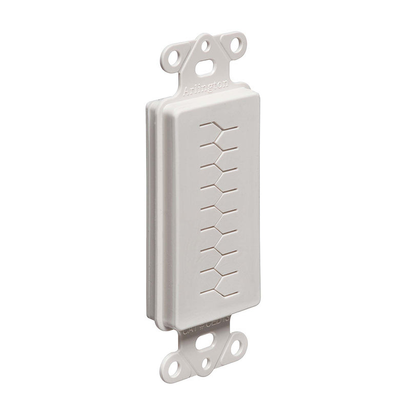Arlington Single Gang Cable Entry Device with Slotted Cover Decora Strap - White