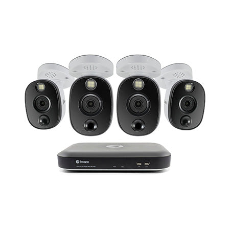Swann 4K Ultra HD 4-channel 1TB Hard Drive DVR Security System with 4 x 4K Heat and Motion Sensing Bullet Cameras (PRO-4KWLB) - White