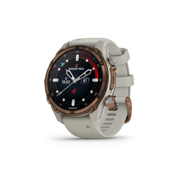 Garmin Descent™ Mk3i Dive Computer GPS Smartwatch - 43-mm - Bronze PVD Titanium Bezel with French Grey Silicone Band